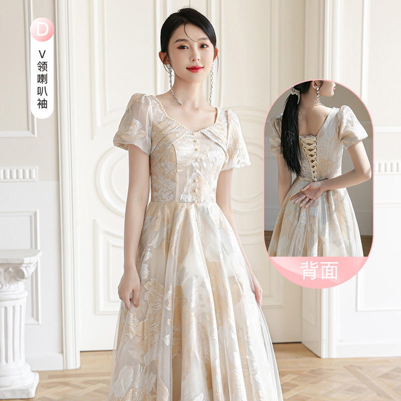 LOVECCR Champagne Bridesmaid Dress Women's  New Spring  Evening Dress Fairy Sisters Group Senior Niche Long