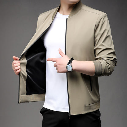 Spring New Middle-Aged Men's Business Casual Baseball Collar Jacket Jacket All-Matching Men's Clothing Dad Jacket