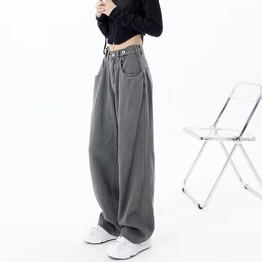 Women's Wide-Leg Pants Japanese Trendy Harajuku Ins Lazy High Waist Autumn Trousers Artistic New Denim  Hot Trade