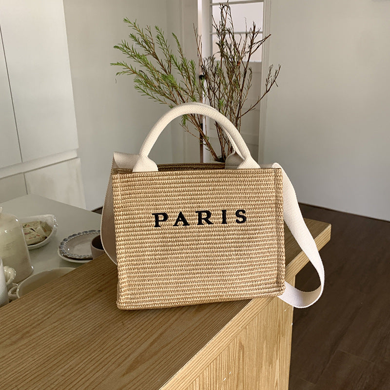 loveccr Cross-Border Supply  New Long Shoulder Strap Straw Bag All-Match Fashion Shoulder Bag Tote Bag Beach Bag Vacation Bag