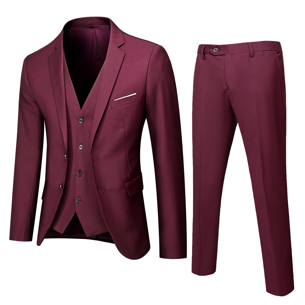 Suit Suit Men's Three-Piece Suit Business Casual Suit Business Clothing Groomsman Suit Groom Wedding Suit Summer