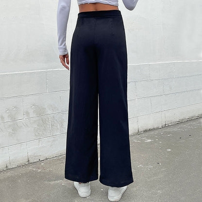 LOVECCR New Hot Trade Hot Autumn New 2025 Women's Long Pants  Solid Color Button Casual Pants Women