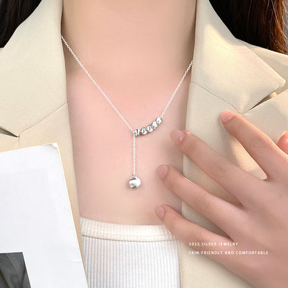 Yongya S925 Sterling Silver Fashion Personality round Beads Tassel Necklace Cold Style Clavicle Chain Niche Design Necklace