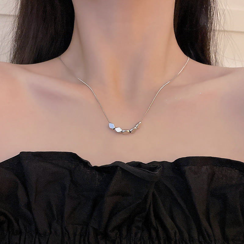 LOVECCR Light Luxury Minority All-Matching Graceful Pearl Necklace Super Fairy Sweet Fresh Loving Heart Zircon Titanium Steel Clavicle Chain Neck Chain