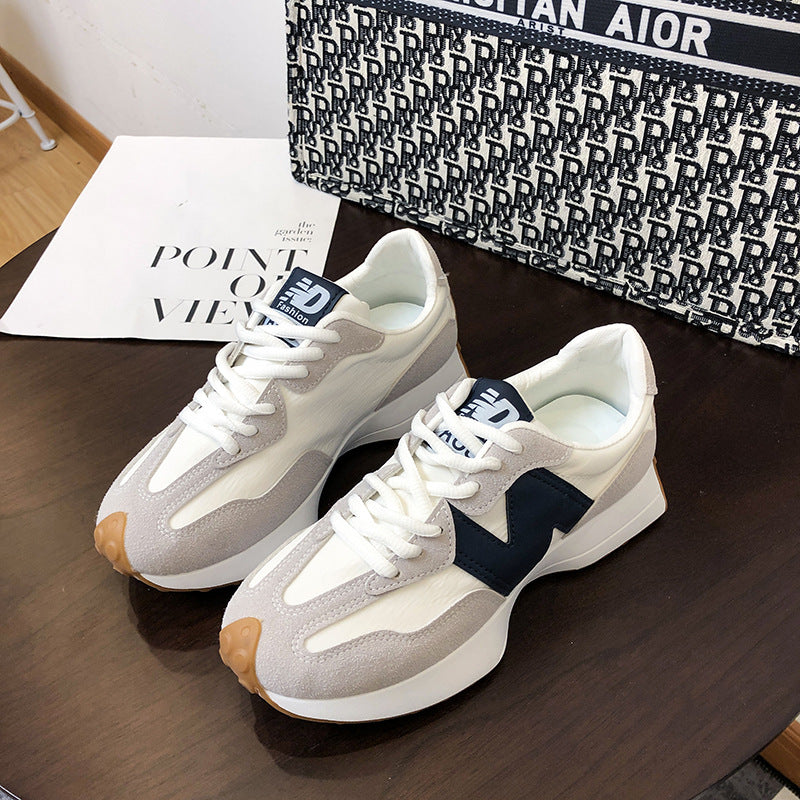 loveccr Small Waist Couple Style Cortez Female Trendy  Spring and Autumn New White Shoes Thick Bottom Casual Sports Dad Shoes