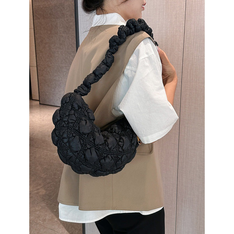 loveccr New South Korea Niche Cloud Bag Ins Idle Style Bubble Pleated down Bag Lightweight Sponge Shoulder Bag