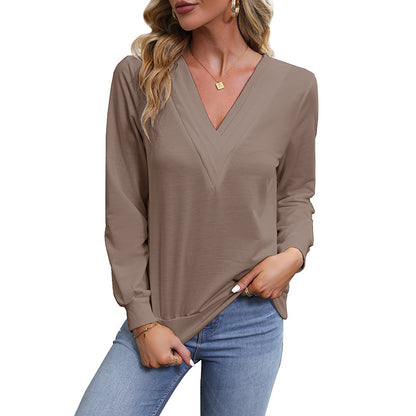 LOVECCR  foreign trade Hot new 2025 women's clothing design top autumn v-neck commuter pullover sweater