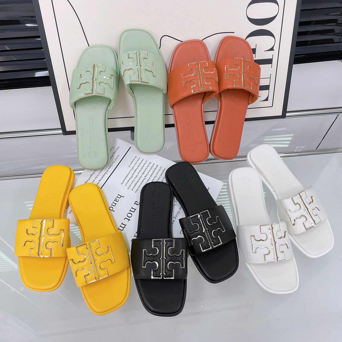 TB Slippers Women's  Summer New Slippers Beach Casual HOT and NEW Cross Border Leather Sandals Slippers