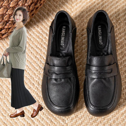 loveccr  Spring and Autumn Middle-Aged Brand Soft Bottom Mom Shoes Genuine Leather Mid-Comfortable Women's Shoes Middle-Aged and Elderly Heel Shoes Leather Shoes Non-Slip