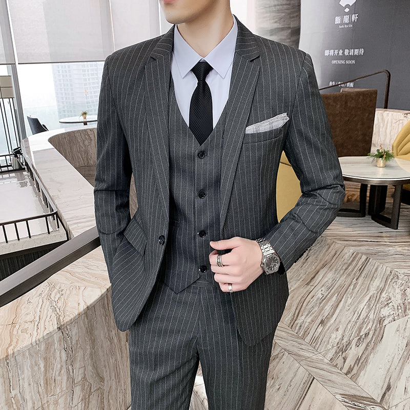 LOVECCR   Men's Casual Suit Korean Style Trendy Business Formal Wear Slim Fit Bridegroom Suit Jacket Best Man Wedding Dress