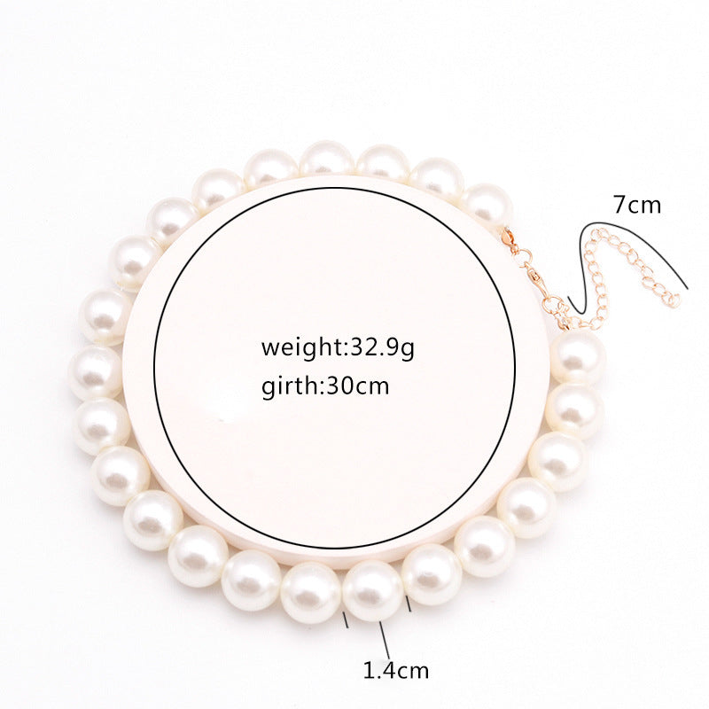 Cross-Border Ins Simple Fashion Imitation Pearl Single-Layer Necklace for Women Temperament Wild Necklace Clavicle Chain Jewelry Wholesale