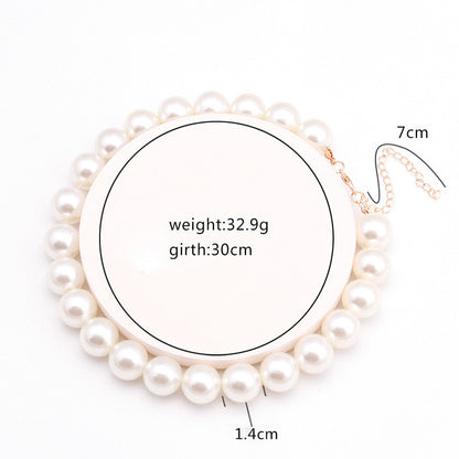 Cross-Border Ins Simple Fashion Imitation Pearl Single-Layer Necklace for Women Temperament Wild Necklace Clavicle Chain Jewelry Wholesale