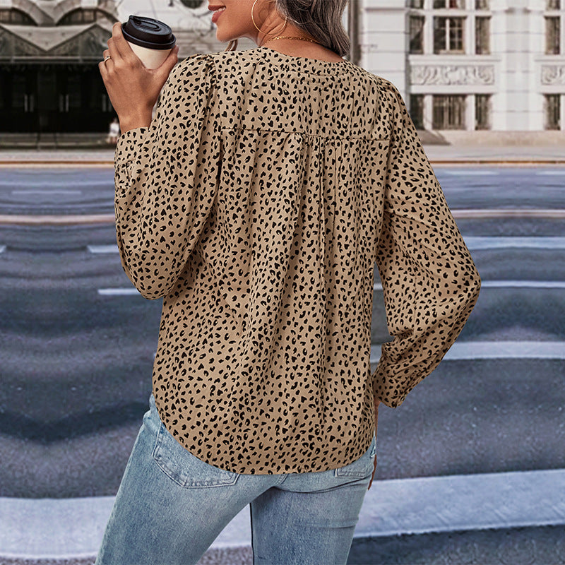 LOVECCR New Hot Trade Wholesale Hot Autumn New 2025 Women's  Long Sleeve Leopard Print Shirt Women