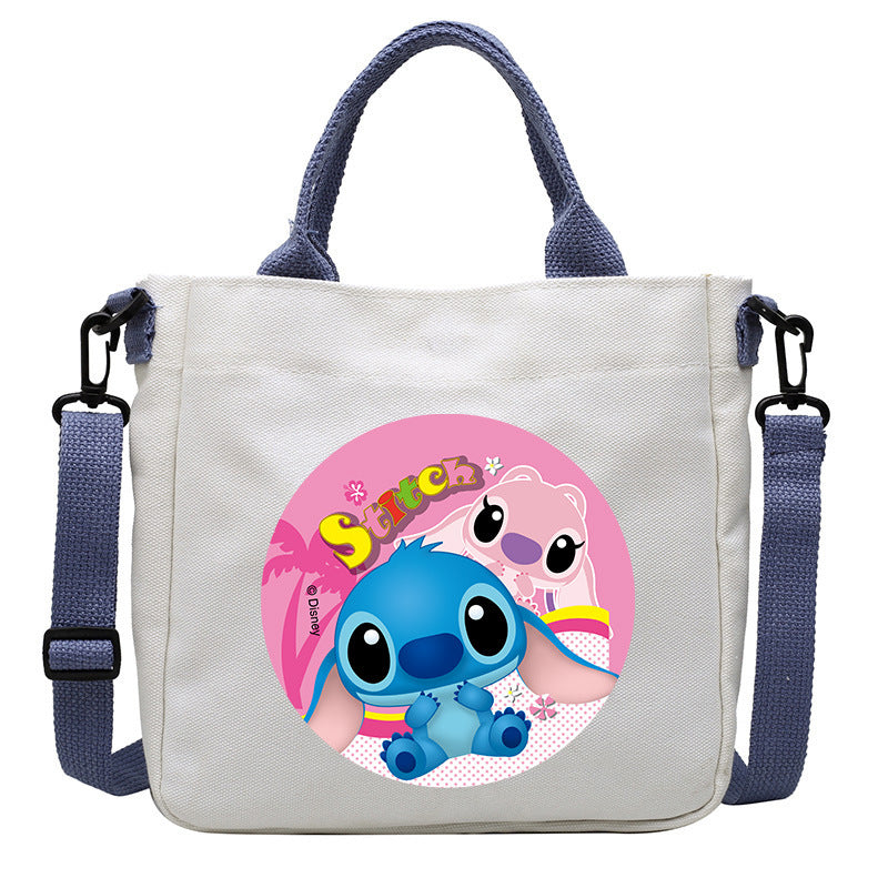 loveccr Anime Peripheral Stitch Canvas Bag Student Shoulder Bag Messenger Bag Detachable Shoulder Strap Handbag Tote Bag