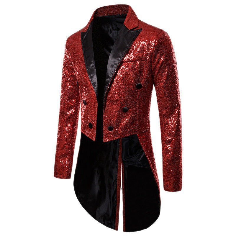 LOVECCR   Cross-Border Foreign Trade Men's Suit Swallowtail Banquet Nightclub Performance Sequin Fashion Design Men's Jacket