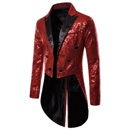 LOVECCR   Cross-Border Foreign Trade Men's Suit Swallowtail Banquet Nightclub Performance Sequin Fashion Design Men's Jacket