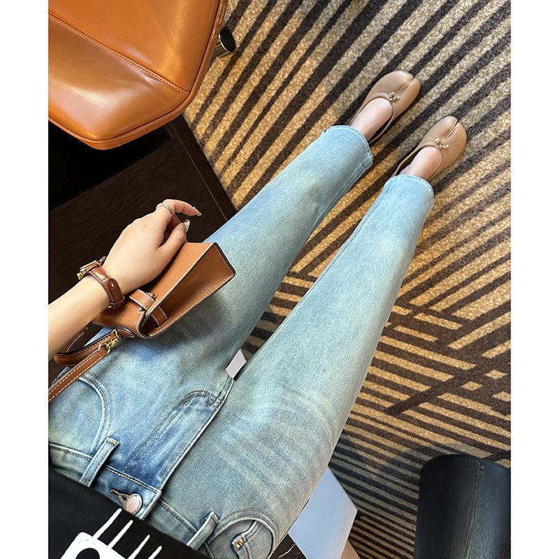 Straight Legs! Super Good Style ~ Four-Sided Stretch  Stick Jeans for Women Spring 2024 New High Waist Slimming Straight Pants