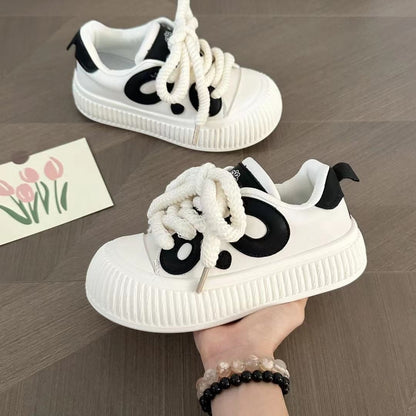 loveccr New Platform Casual Shoes Board Shoes Women's Black and White Panda White Shoes Women's Ins Student Fashionable Shoes Soft Bottom