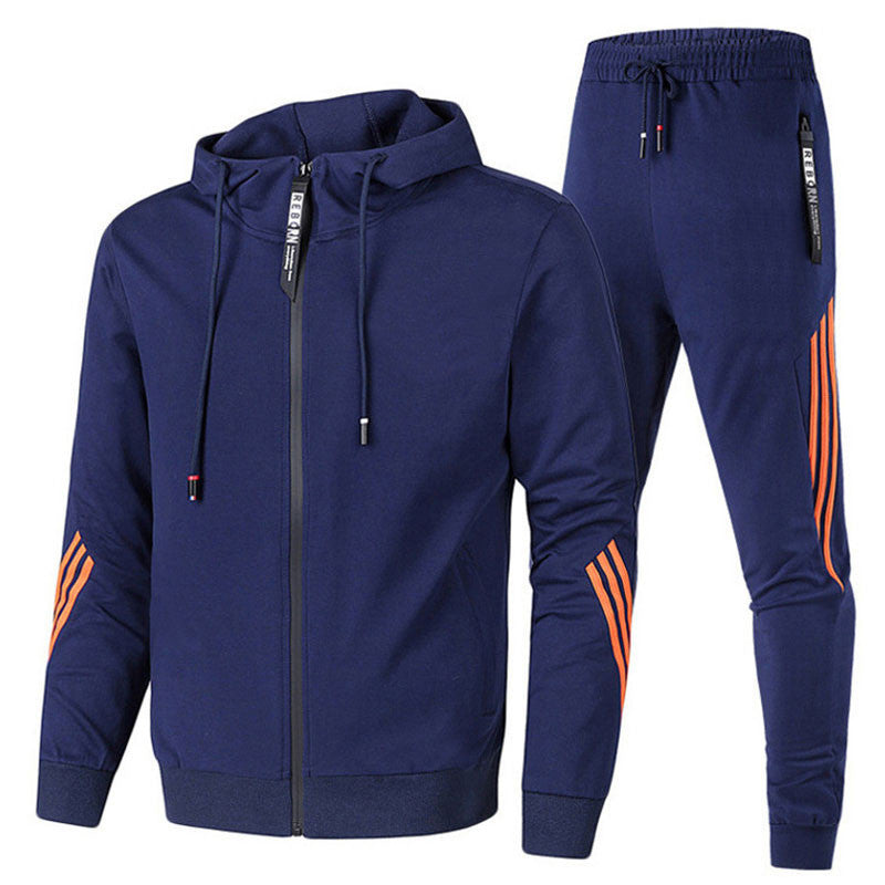 Cross-Border  New European and American Men's Casual Sports Suit Fashion Zipper Jacket Men's and Women's Running Sports Suit