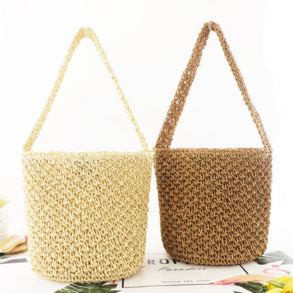 loveccr INS New Hollow-out Monofilament Paper-String Woven Bag Fashion Shoulder Straw Bag Casual Women's Bag Beach Bag