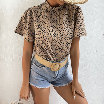 LOVECCR popular summer new 2025  pullover short-sleeved design sense niche fashion leopard print shirt