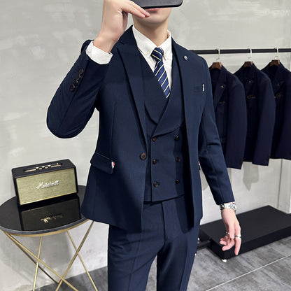 New British Style Suit Men's Suit Slim Fit Small Business Suit Business Formal Wear with Groom Wedding Suit Leisure Suit