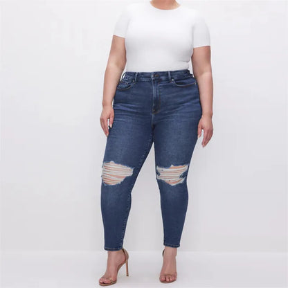 2024  plus Size Stretch Women's Jeans  European and American Large Size Belly Contraction Butt-Lift Underwear