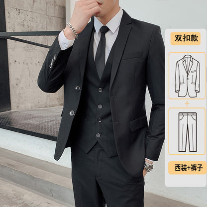 LOVECCR   Men's Spring and Autumn Men's Suit Suit Men's Korean-Style Slim Fit Business Suit Men's Three-Piece Wedding Bridesmaid Dress