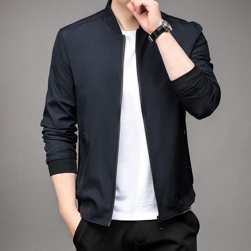 Spring New Middle-Aged Men's Business Casual Baseball Collar Jacket Jacket All-Matching Men's Clothing Dad Jacket