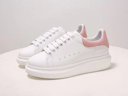 loveccr McQueen White Shoes Men's and Women's Genuine Leather Spring and Summer High Version New Thick Bottom Increased Casual Versatile Sneakers