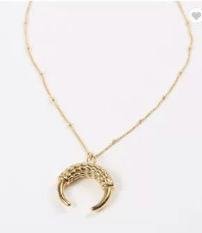 Niu Nian New Ins Cool Style Golden Vintage Horn Moon Necklace Malachite HOTan and NEWn Temperament Twin Necklace