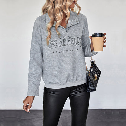 LOVECCR casual gray pullover sweater Hot autumn new 2025 women's long-sleeved letter  sweater