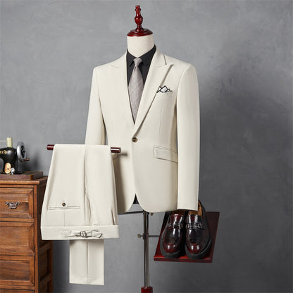 LOVECCR   Suit Suit Men's Three-Piece Suit Trendy Korean Slim Fit Business Casual Small Suit Coat Groom Wedding Suit