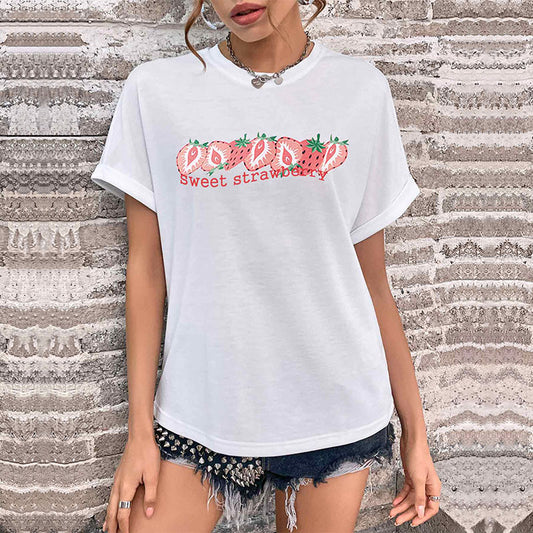 LOVECCR New popular Summer 2025 Women's Clothing Crew Neck Printed Casual Top Guangzhou Short Sleeve T-Shirt