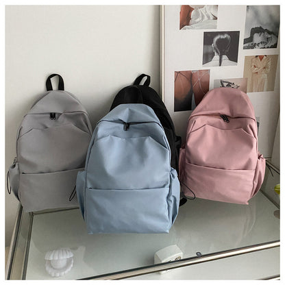 loveccr Mori Style Large Capacity Solid Color Backpack Men's Trendy Ins Korean Style All-Matching School Bag Female High School Student Campus Backpack