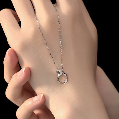 Shiai Sterling Silver Necklace 999 Pure Silver Mobius Strip Couple's Light Luxury Minority Sense Valentine's Day Gift