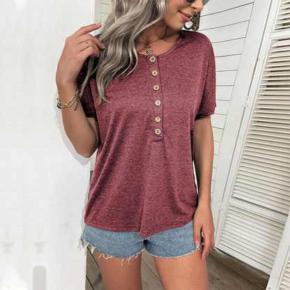 LOVECCR popular summer 2025 women's clothing casual solid color top New Popular trade basic short-sleeved T-shirt