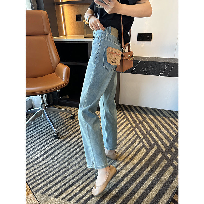 Straight Legs! Super Good Style ~ Four-Sided Stretch  Stick Jeans for Women Spring 2024 New High Waist Slimming Straight Pants