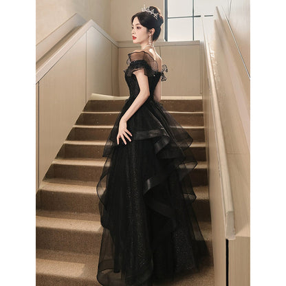 LOVERCCR  Black Evening Dress High-End Affordable Luxury Niche Temperament Birthday Banquet High Sense Annual Meeting Host Art Exam Adult Ceremony