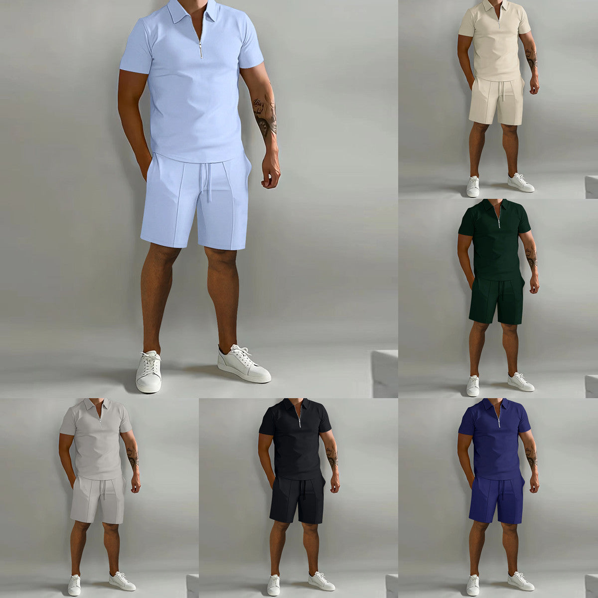 Summer    Cross Border Men's Clothing Polo Casual Loose Short Sleeves Shorts Sports Suit