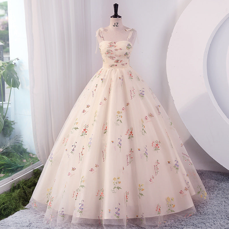 LOVERCCR  Evening Dress for Women  New Banquet Temperament Slimming Host Fairy Strap Art Exam Socialite Gathering Dress