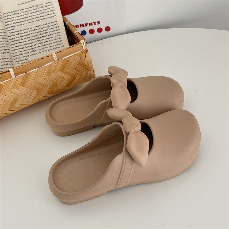 Closed-Toe Slippers Women's Summer Cute Soft Bottom Non-Slip Korean Style Student Fashion All-Match Outdoor Beach round Toe Slippers Women