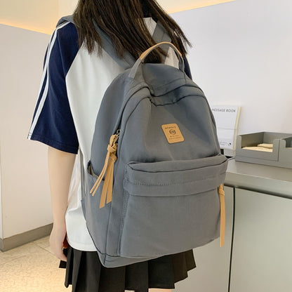 loveccr Japanese Solid Color Backpack Female Korean Harajuku Simple High School and College Student Backpack Campus Junior High School Student Couple Schoolbag