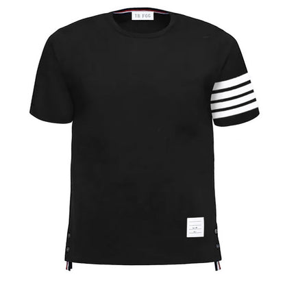 TB Yarn-Dyed Four-Bar Stripes Fashion Brand Half Sleeve Cotton Summer round Neck Short Sleeves T-shirt Men's Casual All-Match Fashion