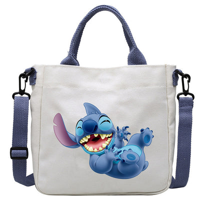 loveccr Anime Peripheral Stitch Canvas Bag Student Shoulder Bag Messenger Bag Detachable Shoulder Strap Handbag Tote Bag