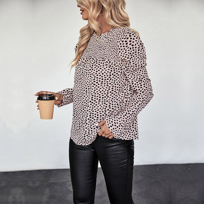 LOVECCR  explosion Hot autumn new leopard print autumn and winter shirt spot crew neck loose top commuter women