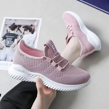 loveccr New Fly Woven Mesh Women's Shoes Casual Running Sports White Shoes Korean Style Trendy Breathable Mesh Shoes