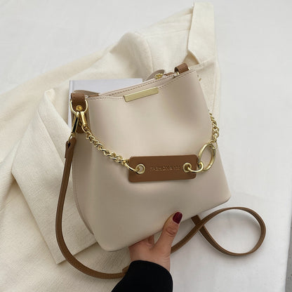 loveccr Cross-Border Popular Fashion Crossbody Bag Women's Korean-Style High-Grade Bucket Bag New Stylish Good Texture Solid Color Single-Shoulder Bag