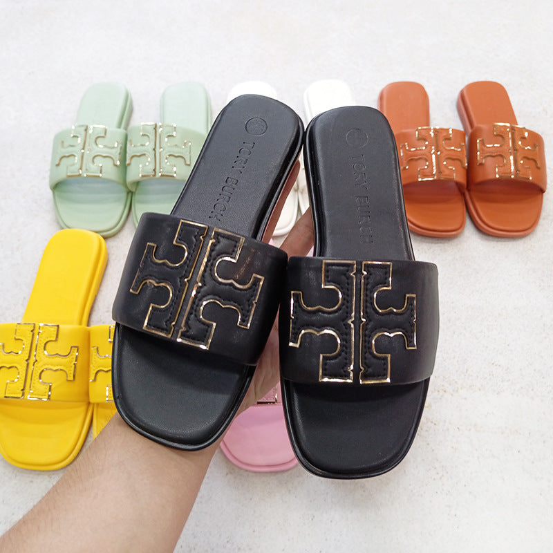 TB Slippers Women's  Summer New Slippers Beach Casual HOT and NEW Cross Border Leather Sandals Slippers