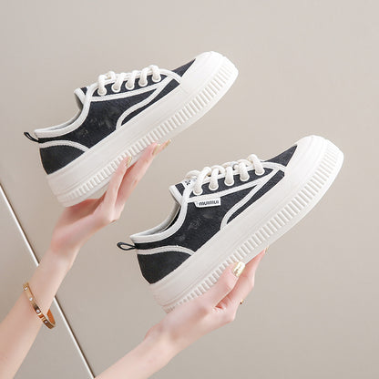 loveccr Breathable White Shoes Women's Shoes  New Summer Mesh Shoes Super Hot All-Match Platform Lace Thin Casual Sneakers